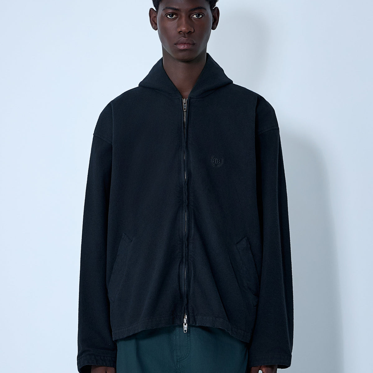 Balenciaga Men Logo Motif Zip-Up Jacket