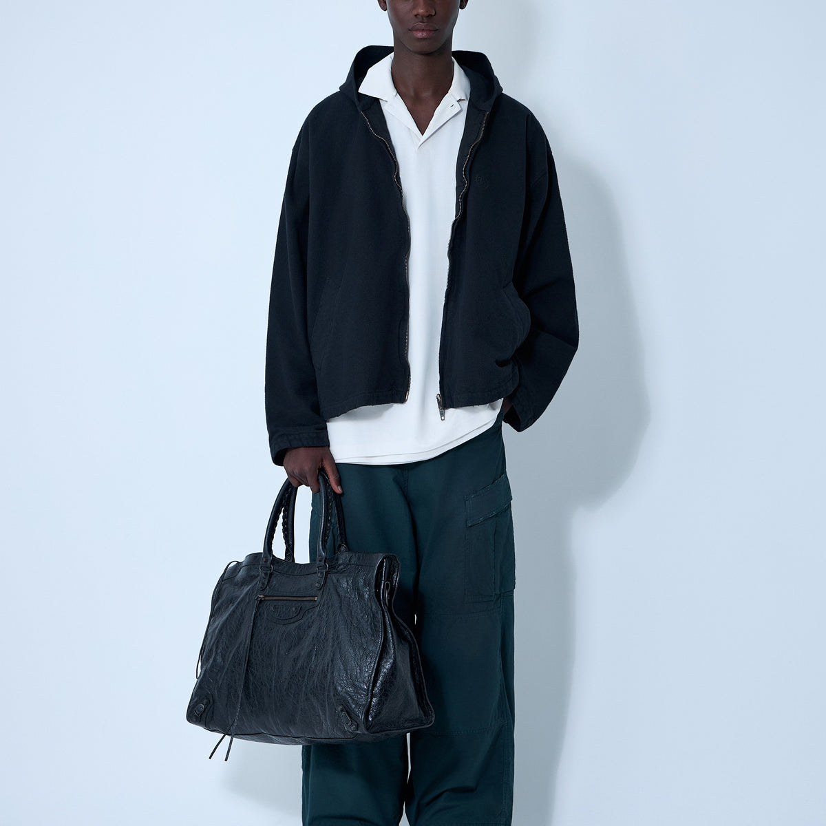 Balenciaga Men Logo Motif Zip-Up Jacket
