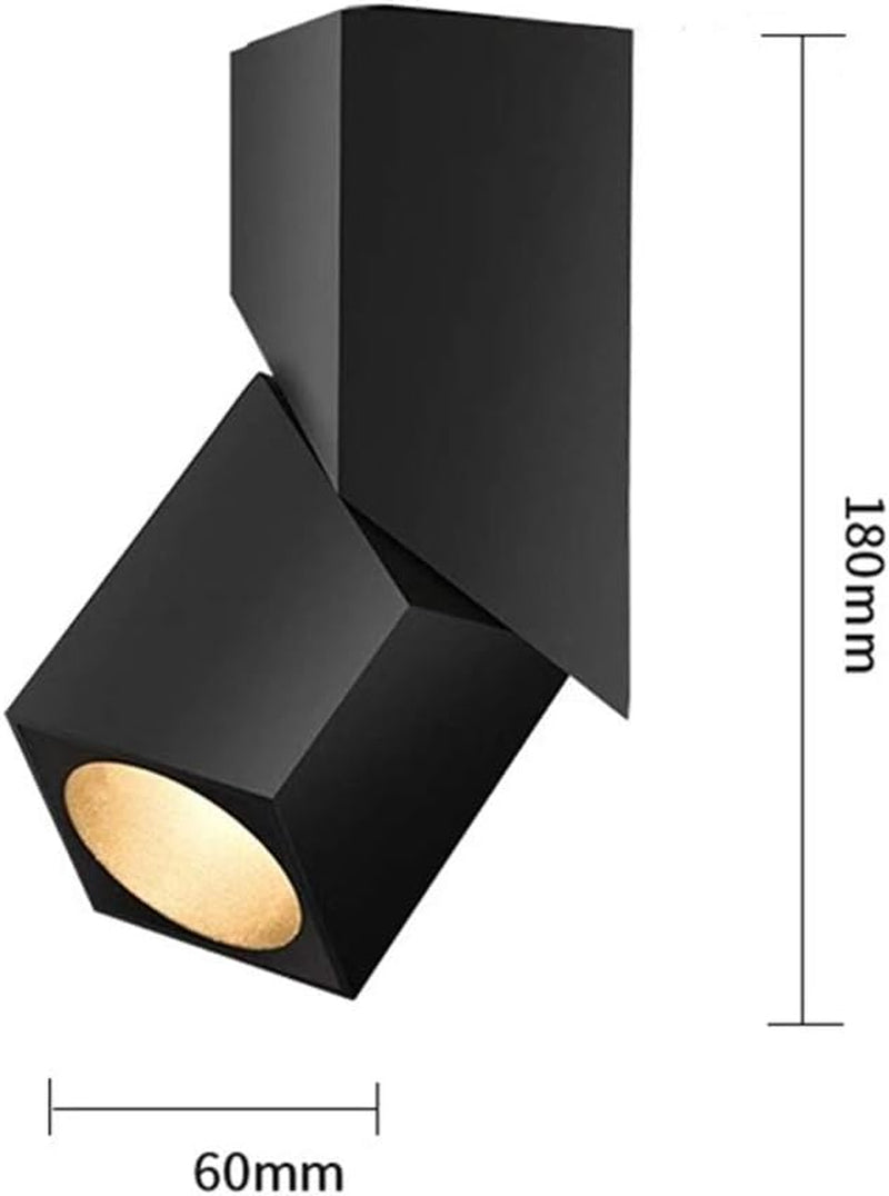 LED Indoor Ceiling Spotlight 360°Adjustable Wall Light - Art DIY Spotlights -12W Warm White Light 3000K Ceiling Downlight -Surface Mounted COB Lighting Swivel Lamp (Black-3000K)