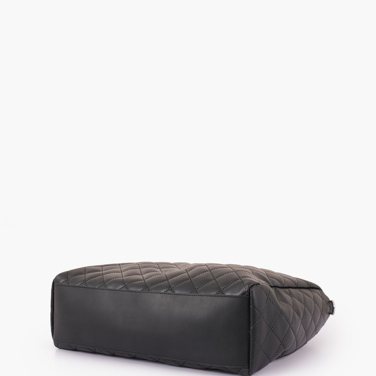 Black quilted carryall tote bag