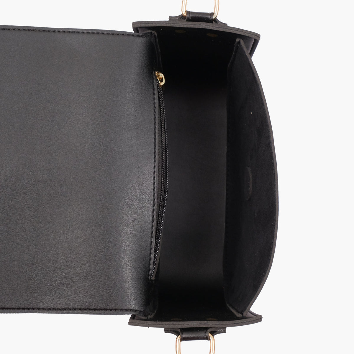 Black saddle buckle bag