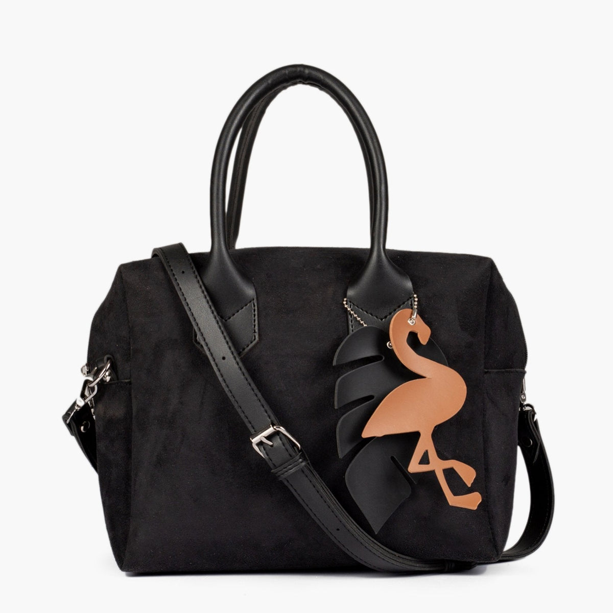 Black suede mini bowling bag