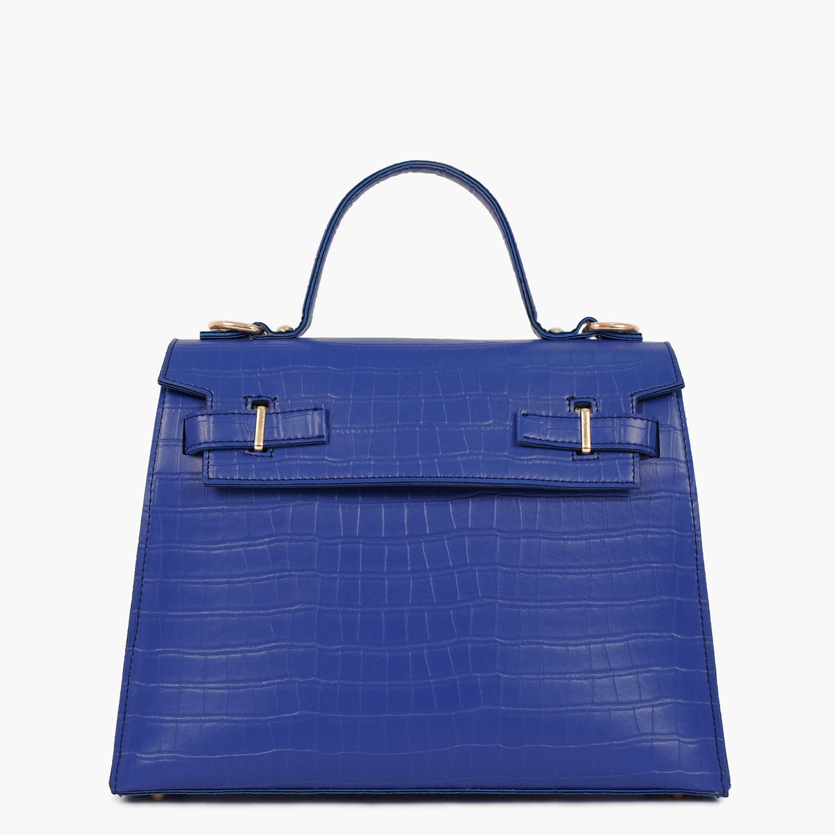Blue top-handle crocodile mini bag