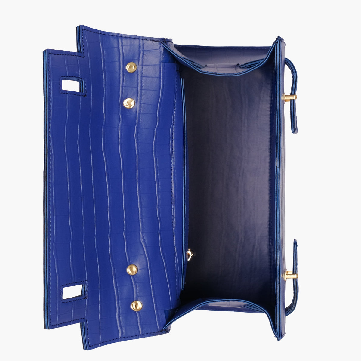 Blue top-handle crocodile mini bag