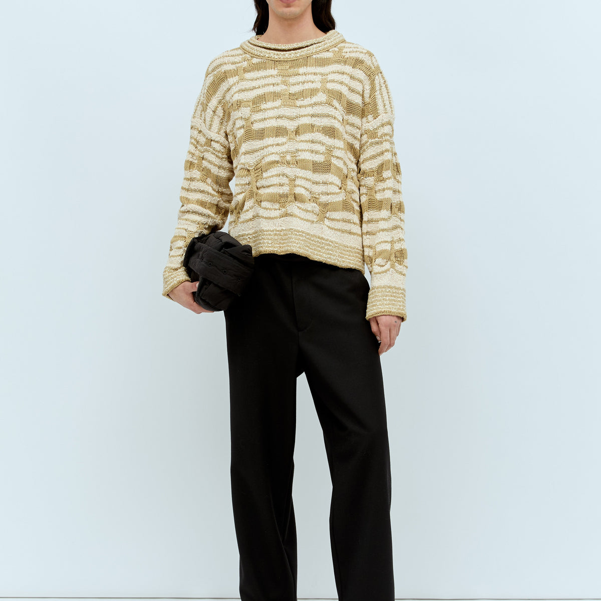 Bottega Veneta Men Distorted Stripe Knit Sweater