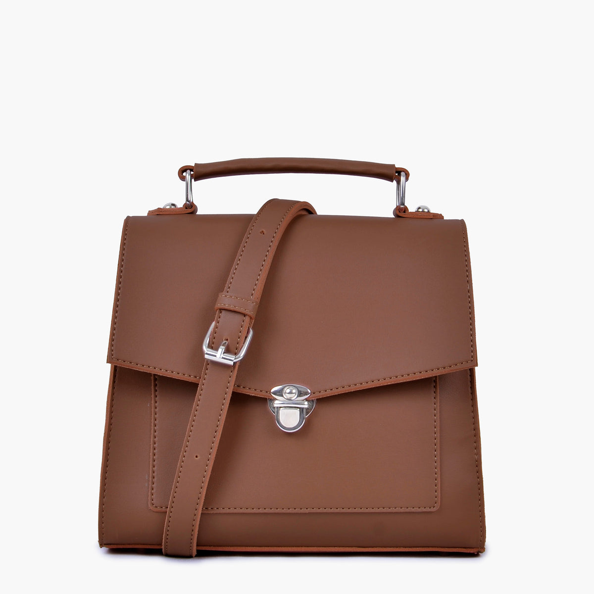 Brown push-lock messenger bag