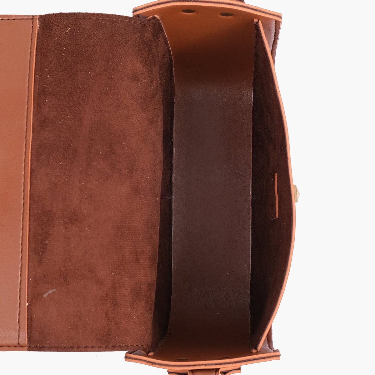 Brown saddle bag with twist lock