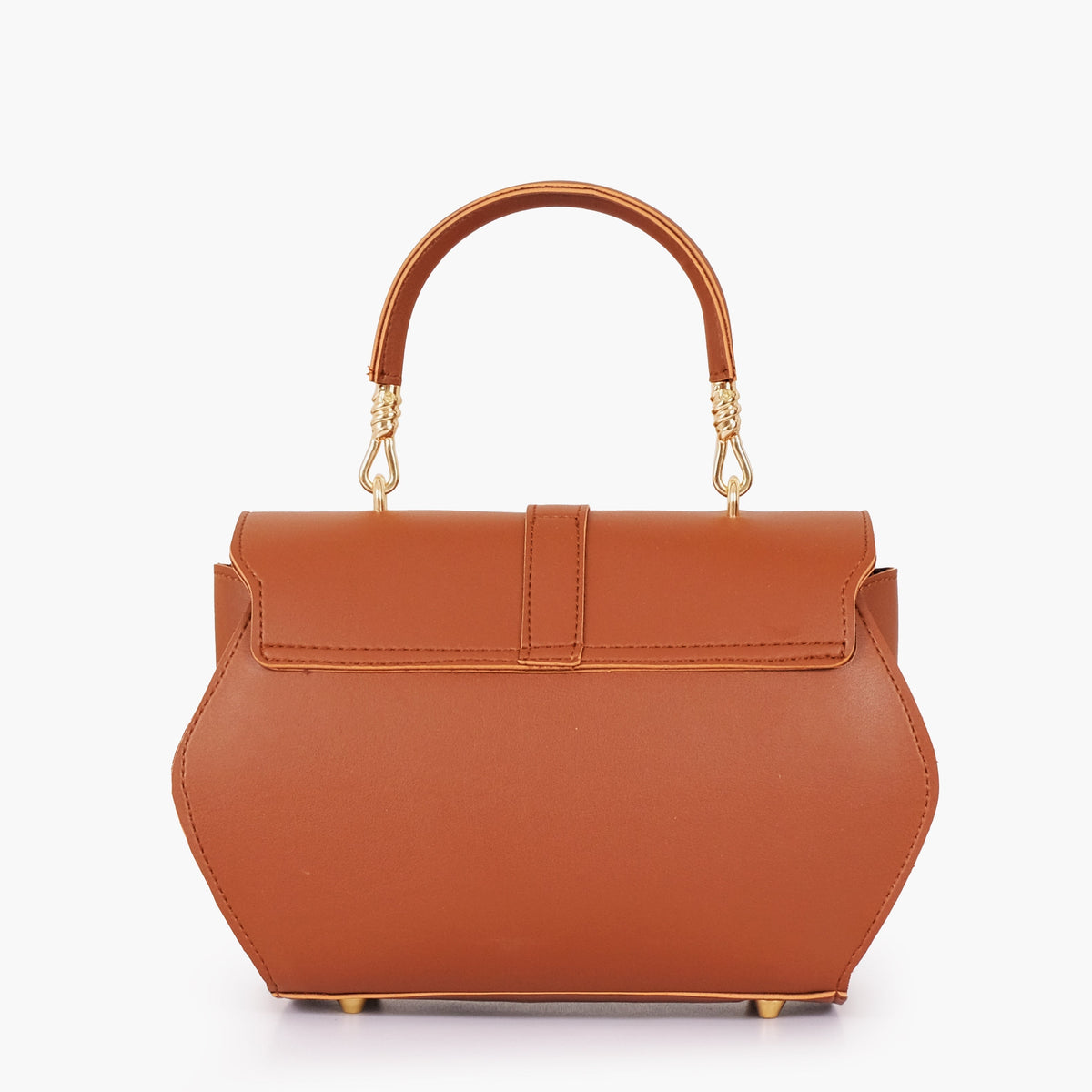Brown top-handle hexagon bag