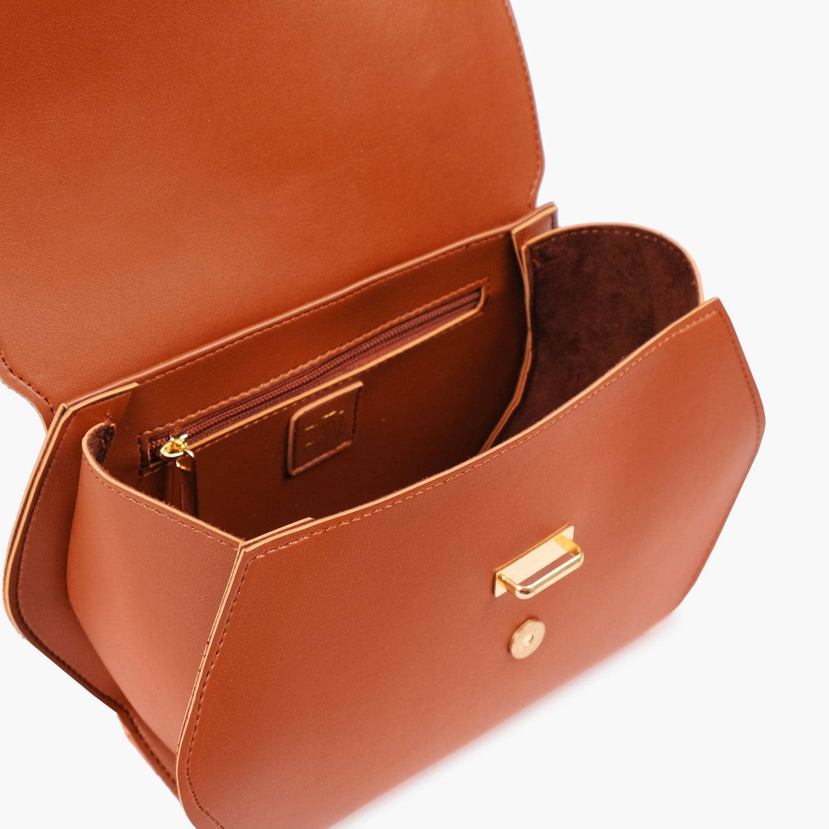 Brown top-handle hexagon bag
