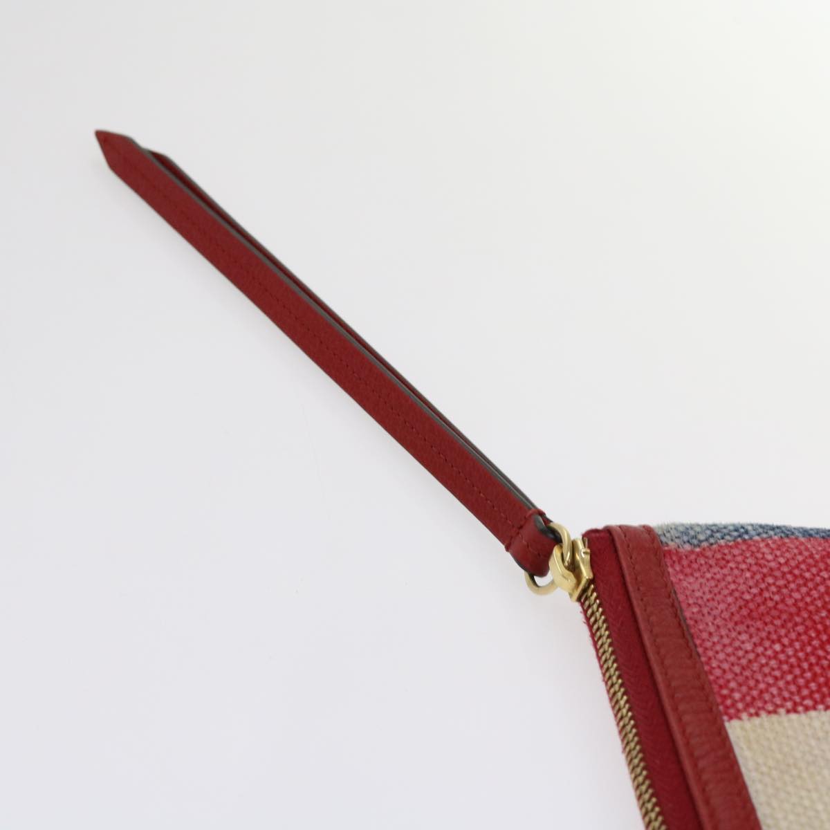 GUCCI Clutch Bag Canvas Blue White Red 524788 Auth bs11302