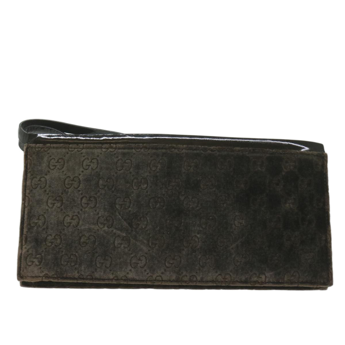 GUCCI Clutch Bag Velor Brown Auth bs11668