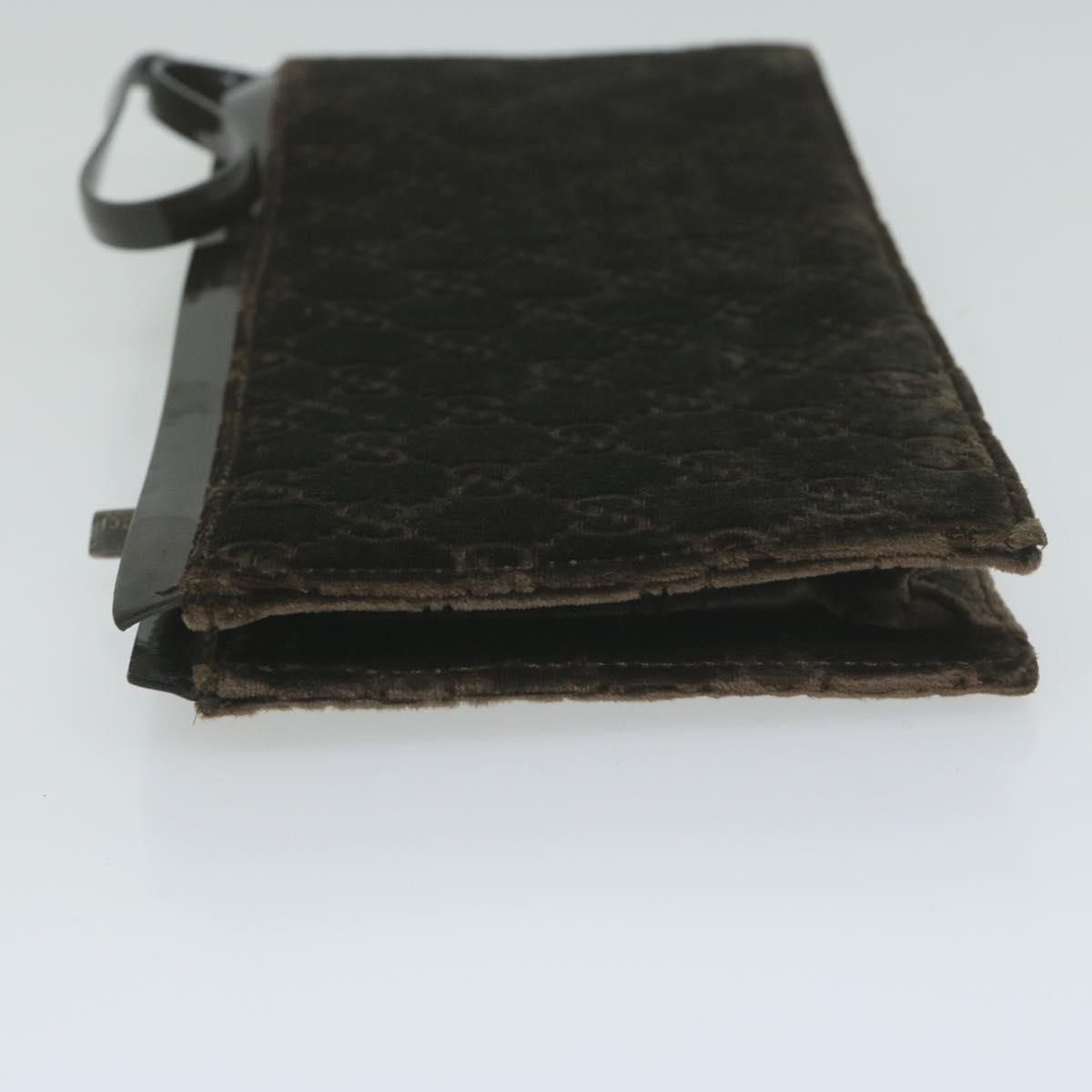 GUCCI Clutch Bag Velor Brown Auth bs11668