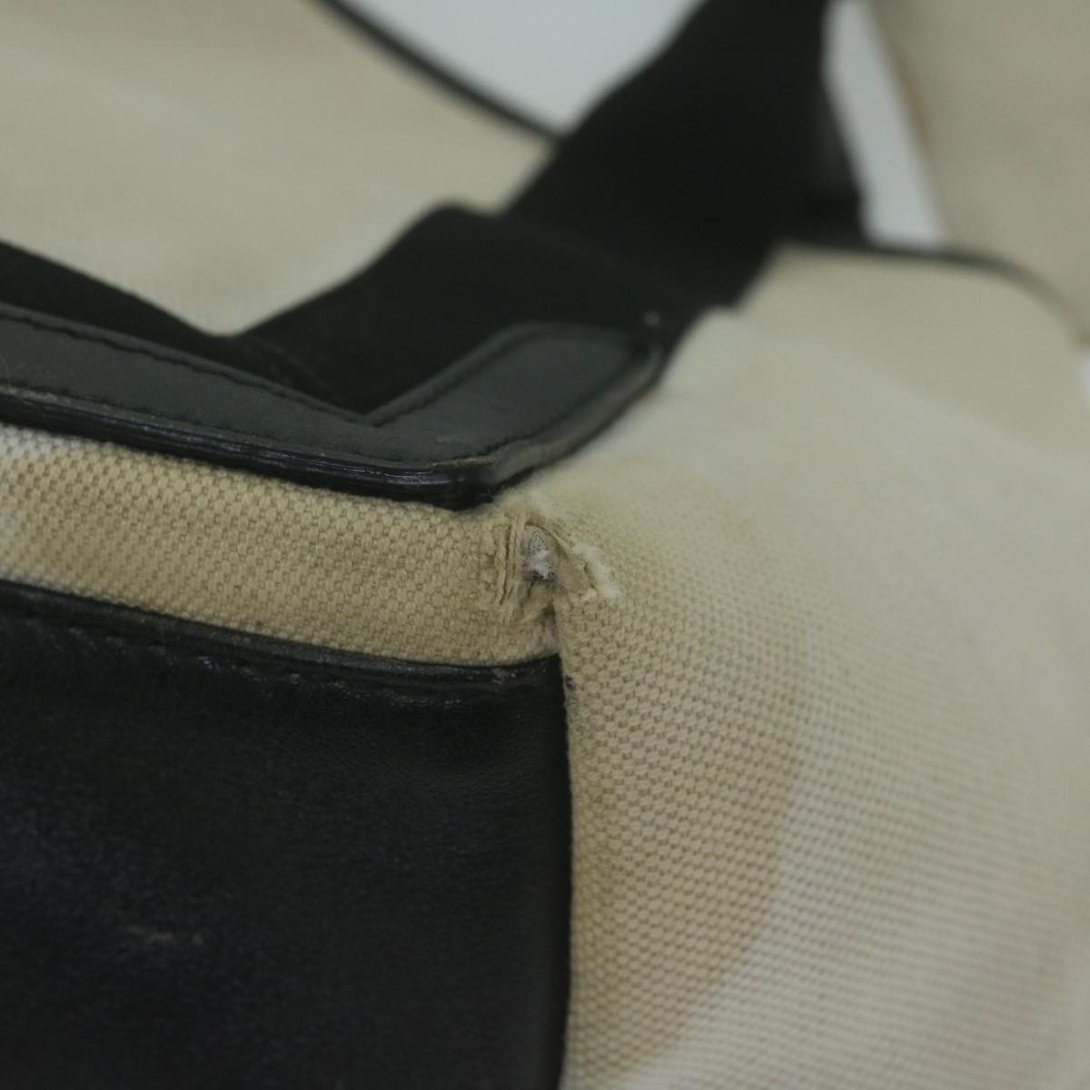 balenciaga Tote Bag Canvas White Black 339933 Auth bs11907