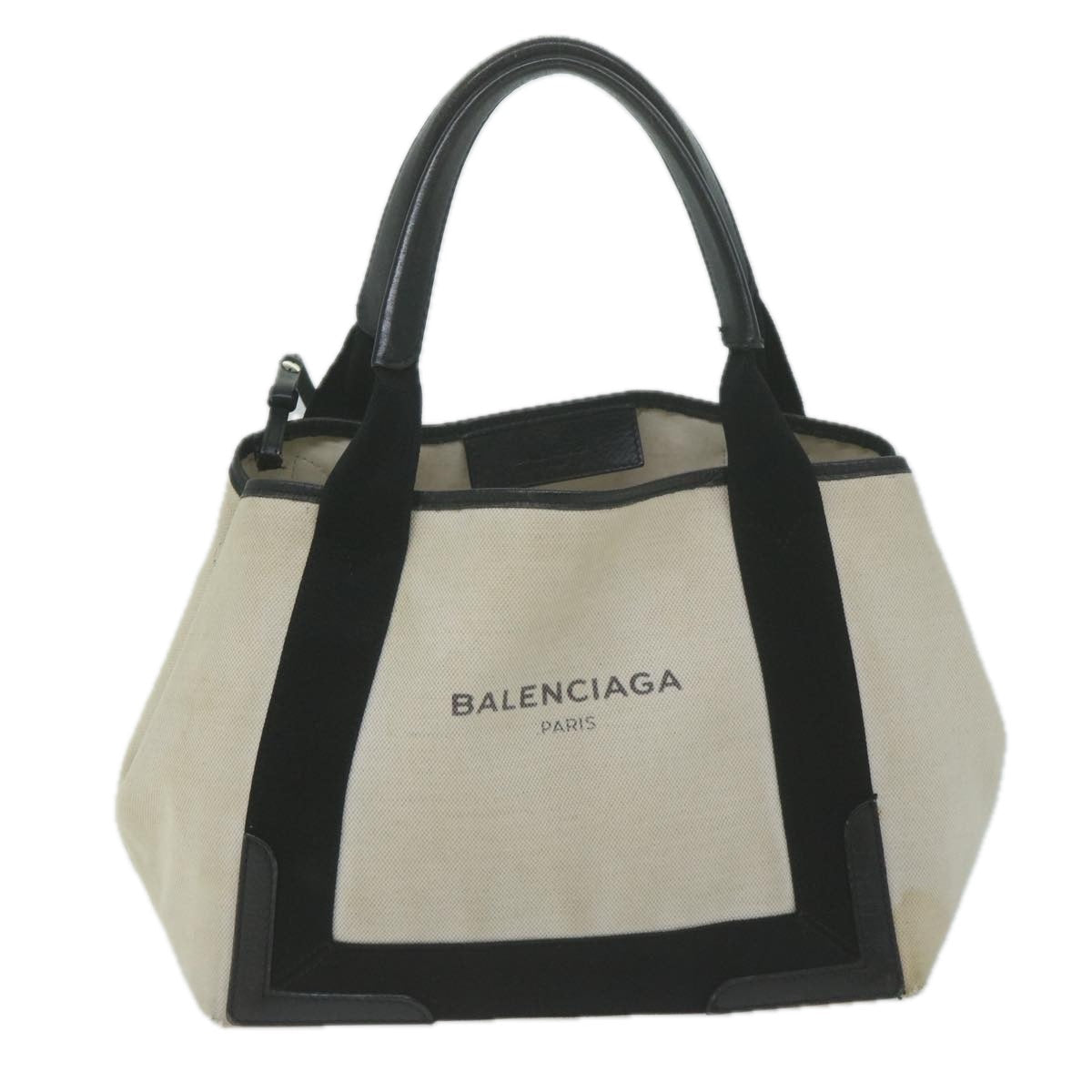 balenciaga Tote Bag Canvas White Black 339933 Auth bs11907
