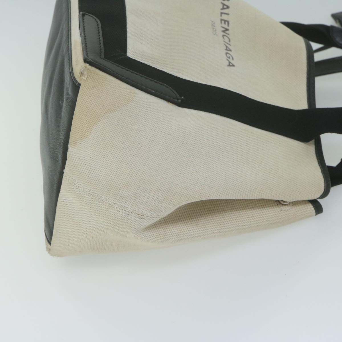 balenciaga Tote Bag Canvas White Black 339933 Auth bs11907