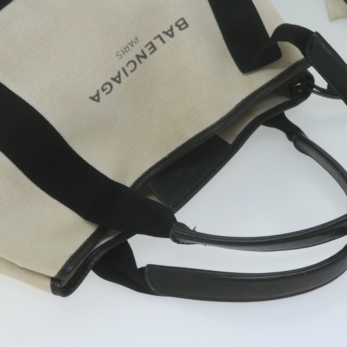 balenciaga Tote Bag Canvas White Black 339933 Auth bs11907