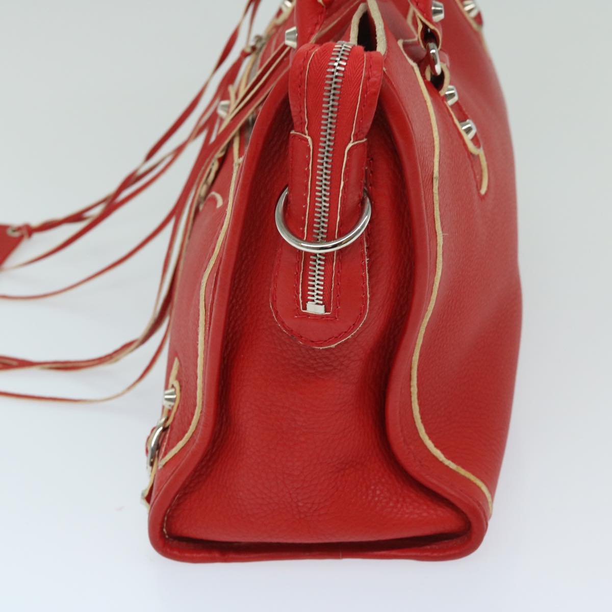 balenciaga City Hand Bag Leather 2way Red 115748 Auth bs12559