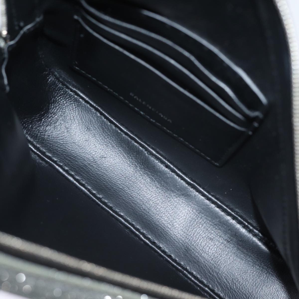 balenciaga Triangle Duffle Clutch Bag Leather Gray 476976 Auth bs13794