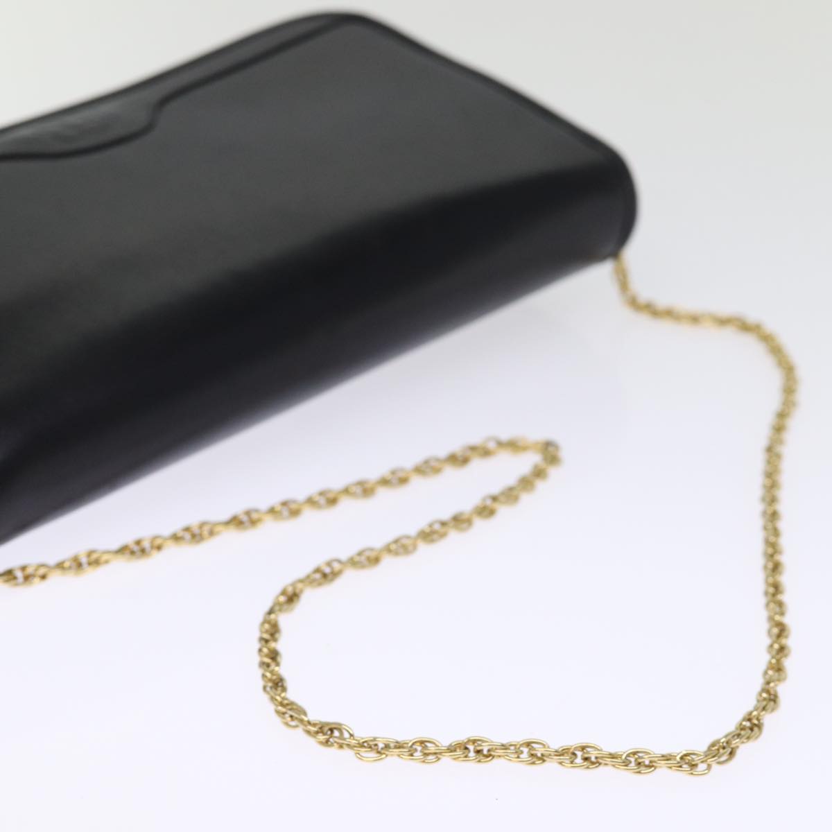 balenciaga Chain Shoulder Bag Leather Black Auth bs14136