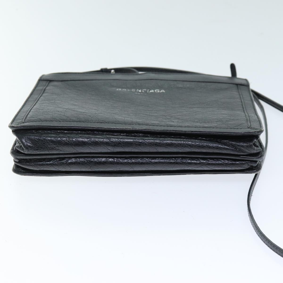 balenciaga Navy Pochette Shoulder Bag Leather Black 339937 Auth bs14200