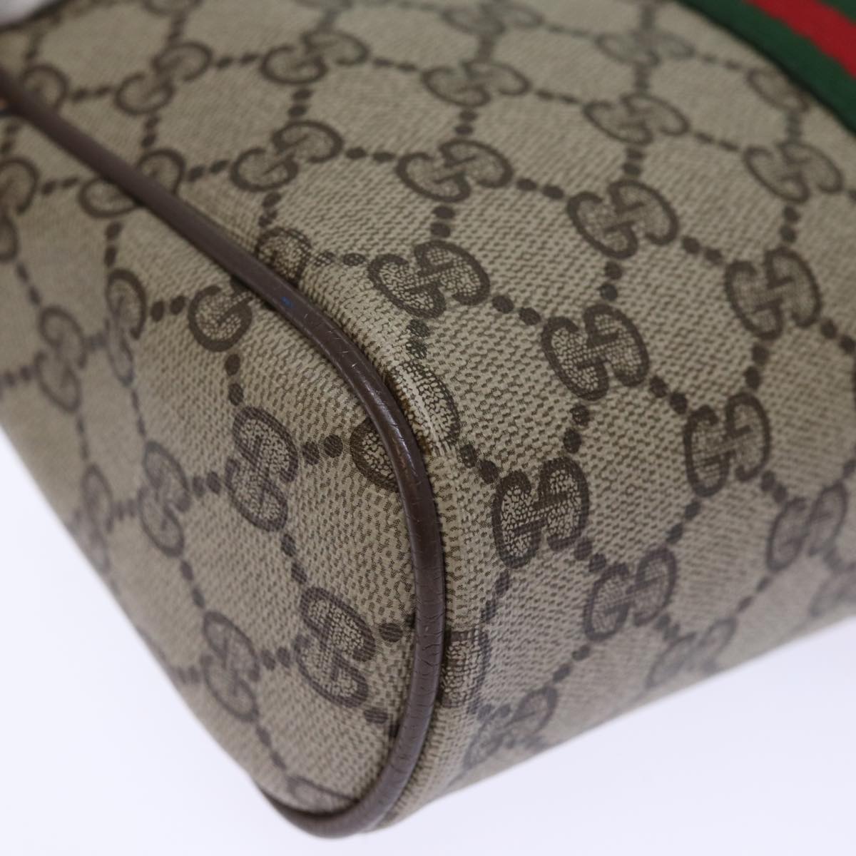 GUCCI GG Supreme Web Sherry Line Clutch Bag PVC Beige Red 75 01 012 Auth bs14245