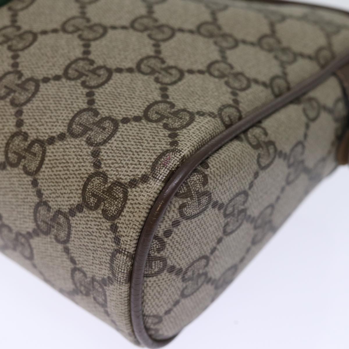 GUCCI GG Supreme Web Sherry Line Clutch Bag PVC Beige Red 75 01 012 Auth bs14245