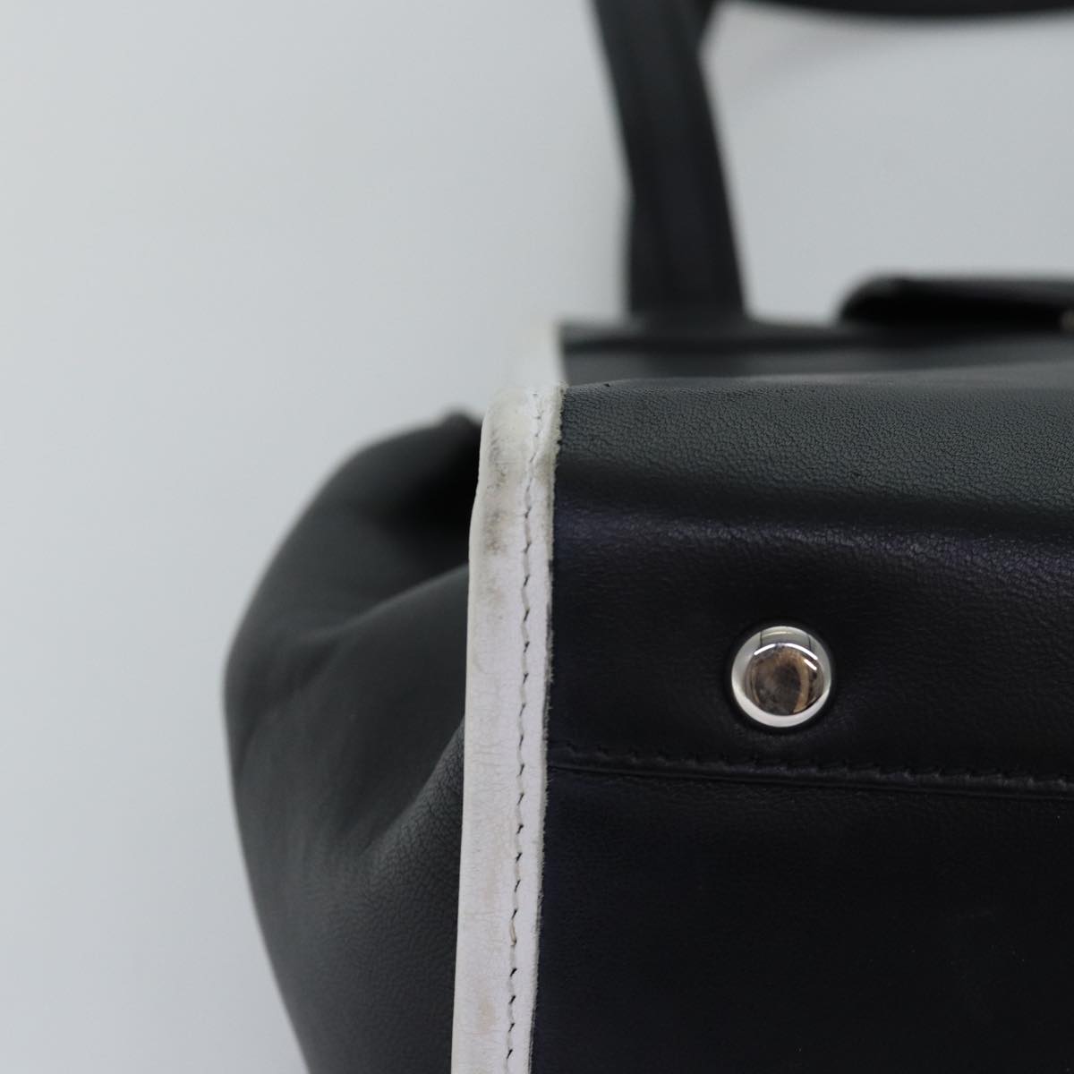 balenciaga Shoulder Bag Leather Black Auth bs14918