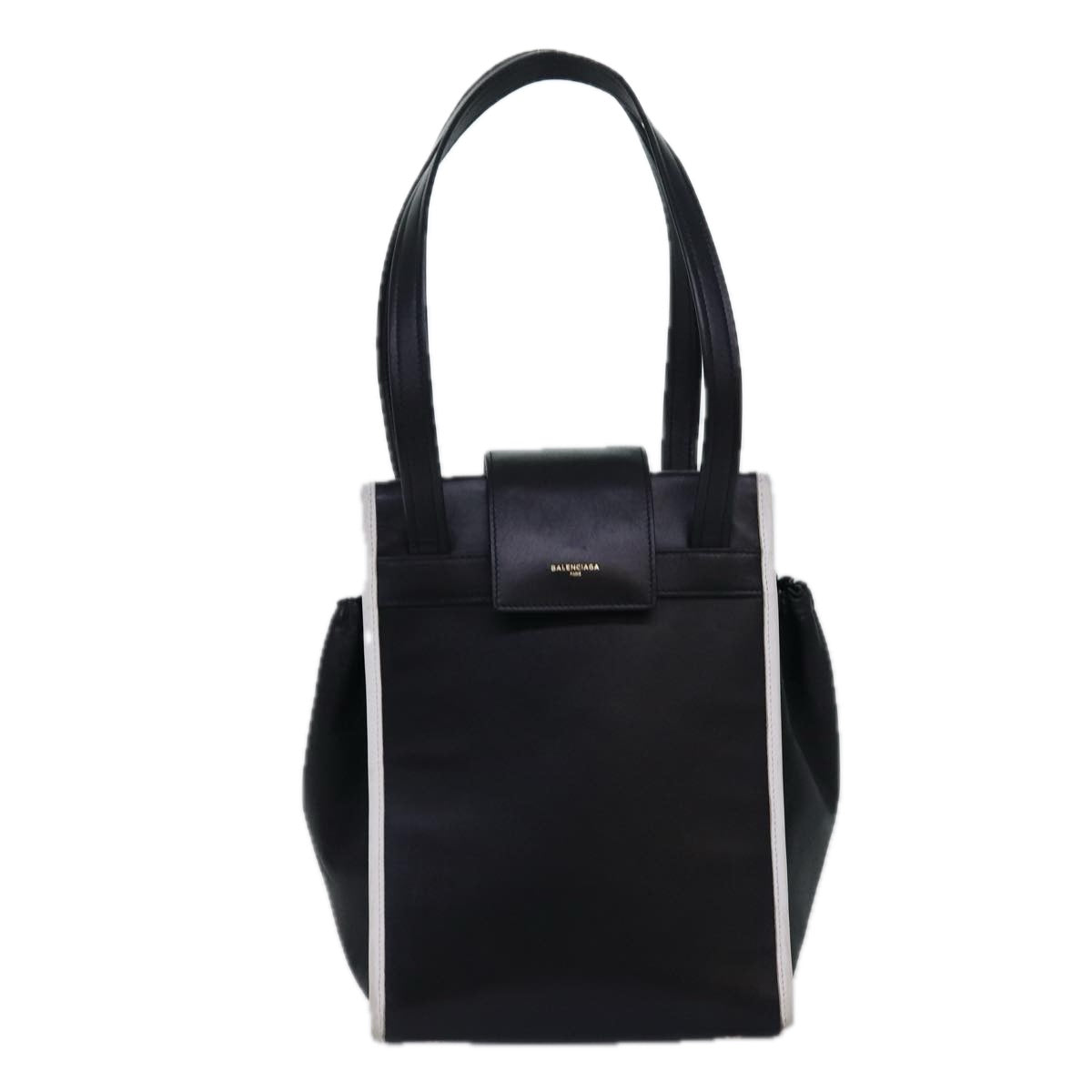 balenciaga Shoulder Bag Leather Black Auth bs14918
