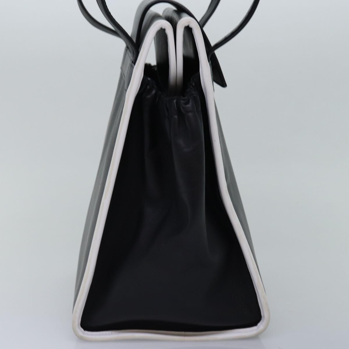 balenciaga Shoulder Bag Leather Black Auth bs14918