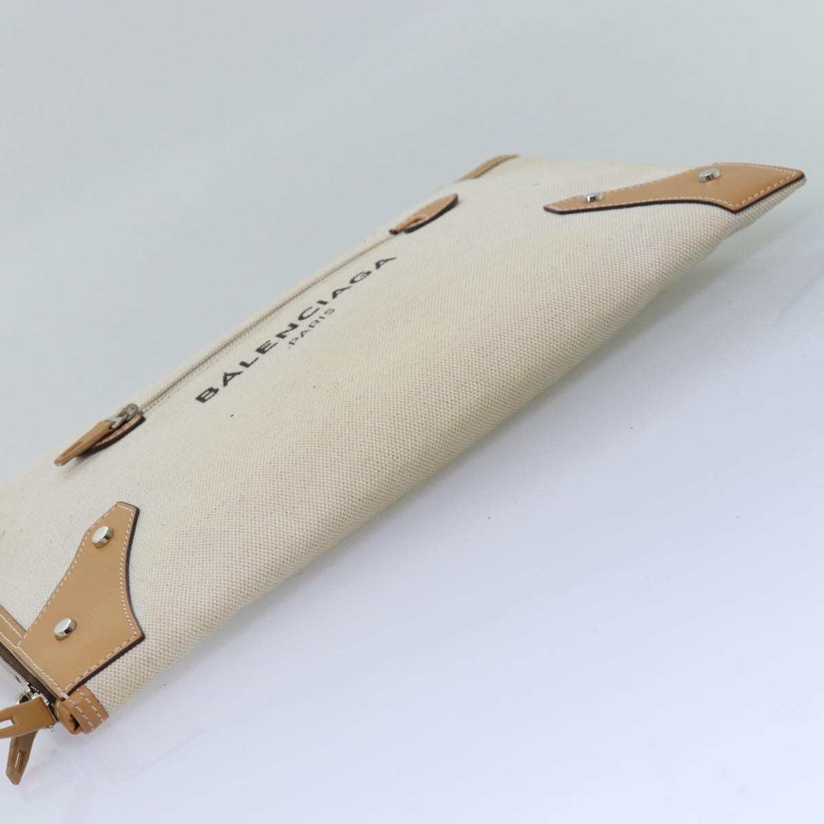 balenciaga Clutch Bag Canvas Beige 419994 Auth bs15134