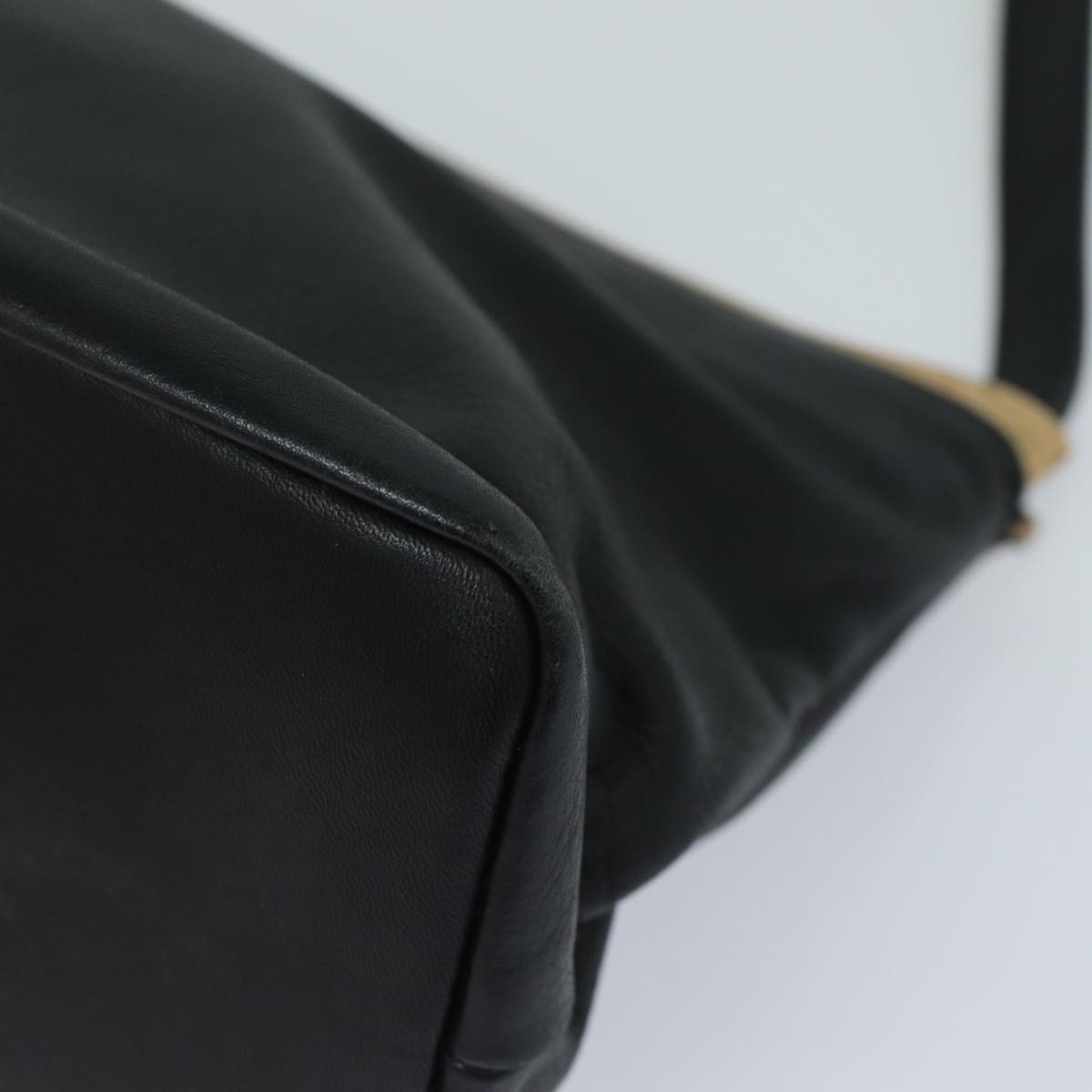 balenciaga Shoulder Bag Leather Black Auth bs15971