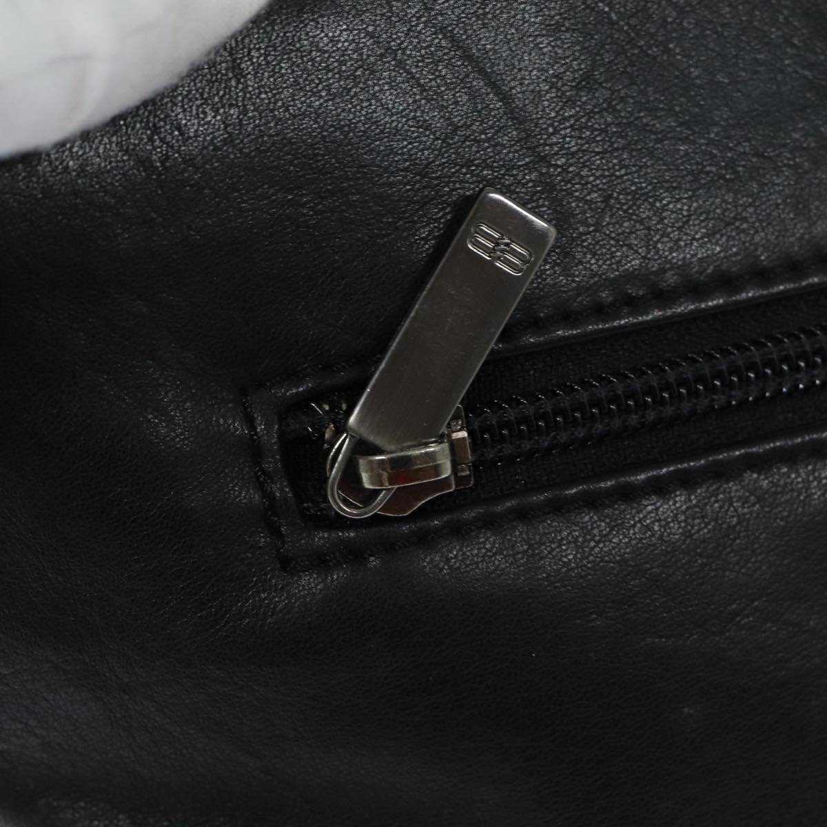 balenciaga Shoulder Bag Leather Black Auth bs15971
