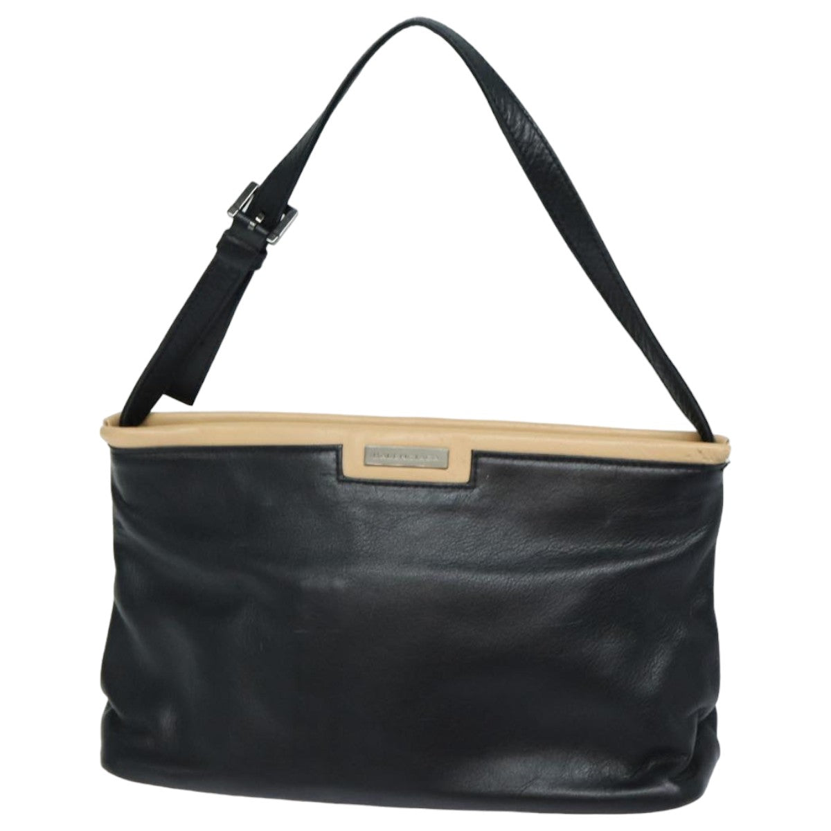 balenciaga Shoulder Bag Leather Black Auth bs15971