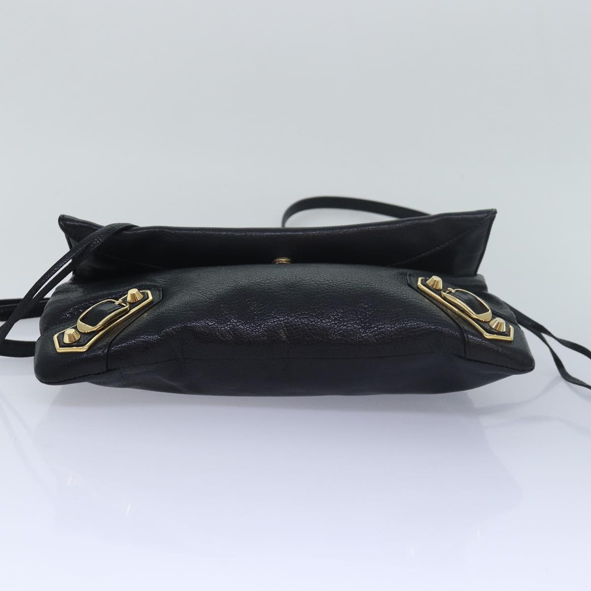 balenciaga Classic Metallic Envelope Bag Leather Black 438791 Auth bs16228