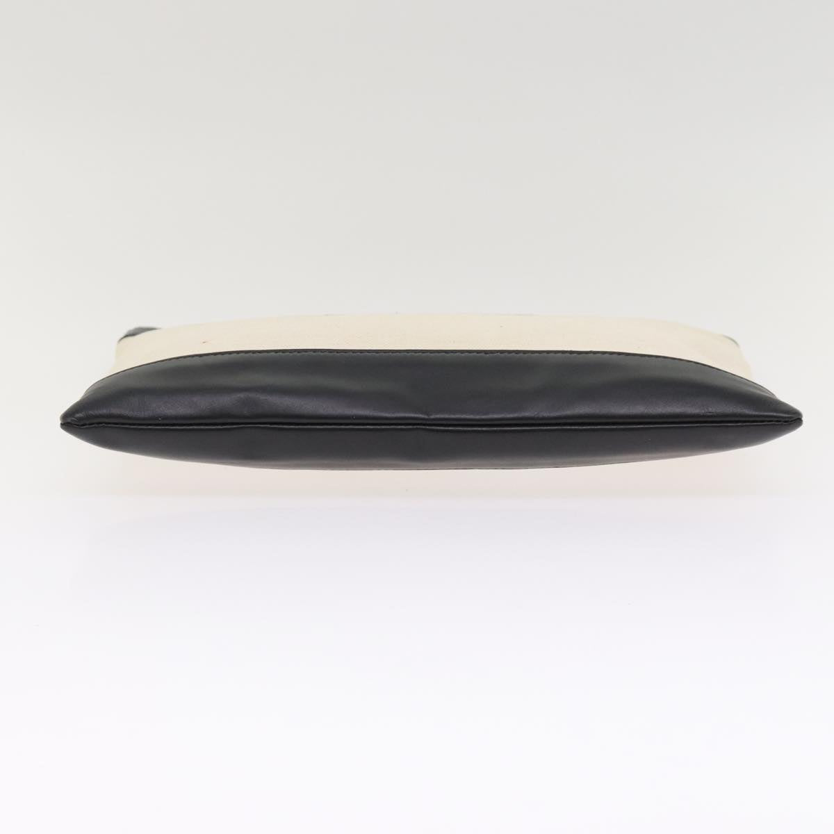 balenciaga Clip M Clutch Bag Canvas Leather Beige Silver 373834 Auth bs16915