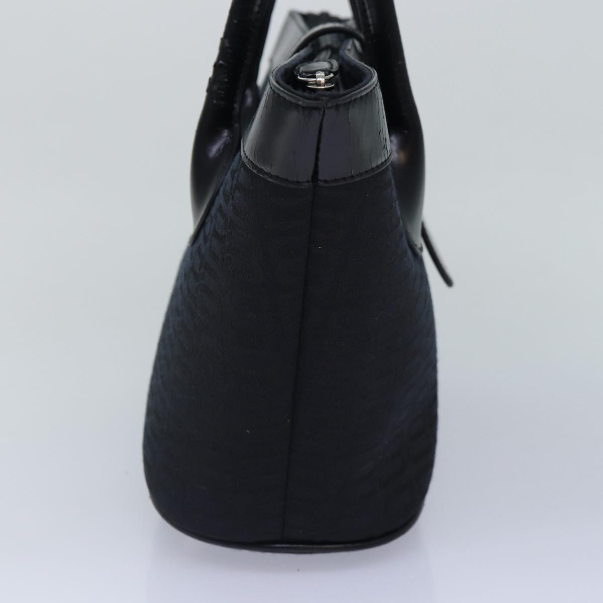 balenciaga Tote Bag Canvas Silver Black Auth bs17170