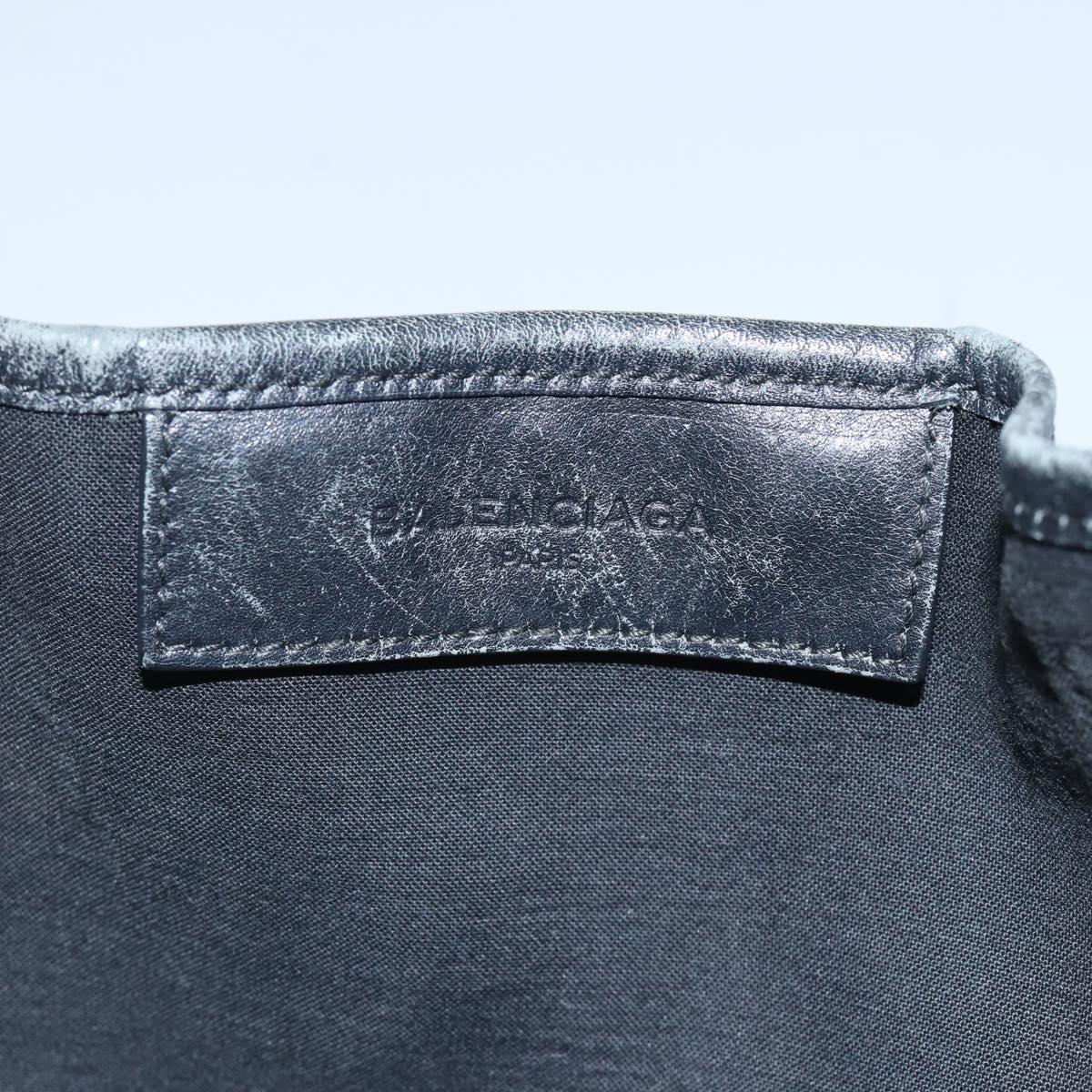 balenciaga Hand Bag Canvas Beige Black Auth bs17795