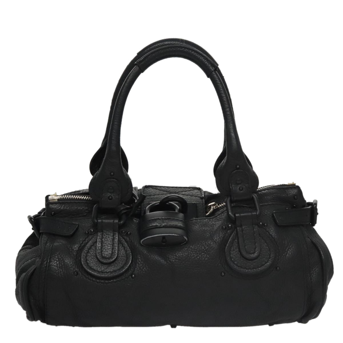 Chloe Paddington Hand Bag Leather Black Silver bs20809