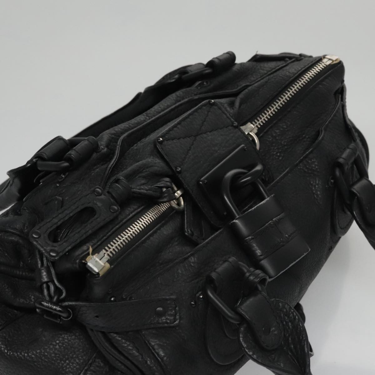 Chloe Paddington Hand Bag Leather Black Silver bs20809