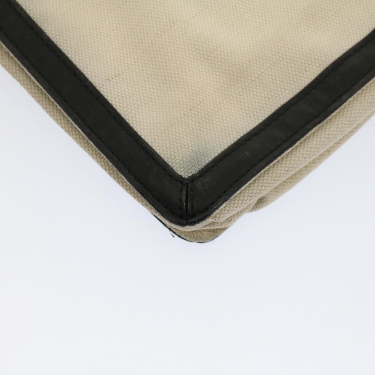 balenciaga Shoulder Bag Canvas White Black Auth bs7585