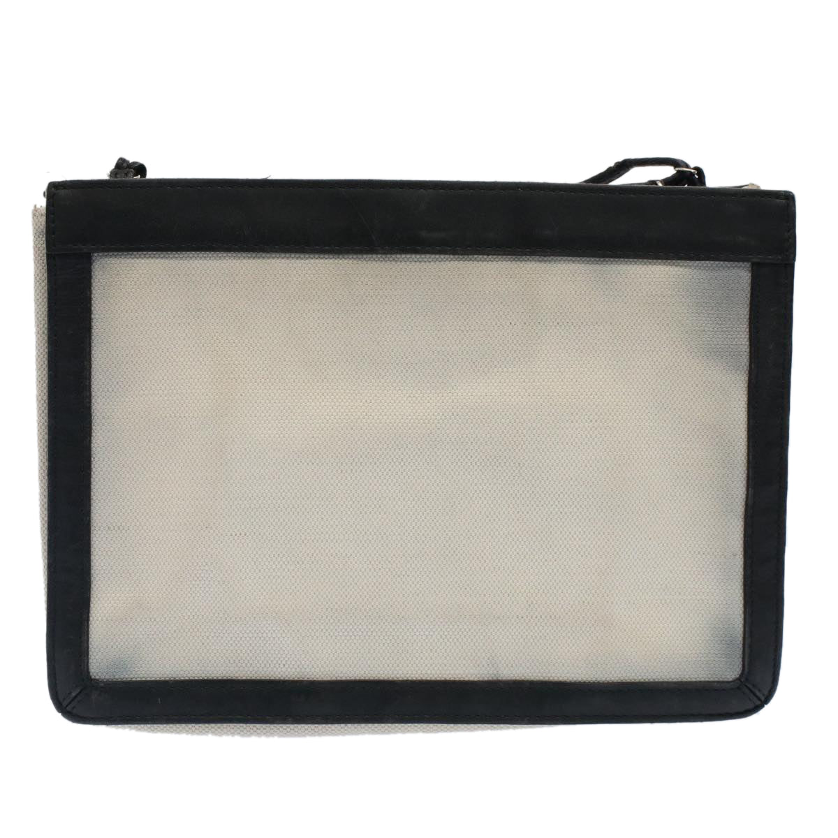 balenciaga Shoulder Bag Canvas White Black Auth bs7585