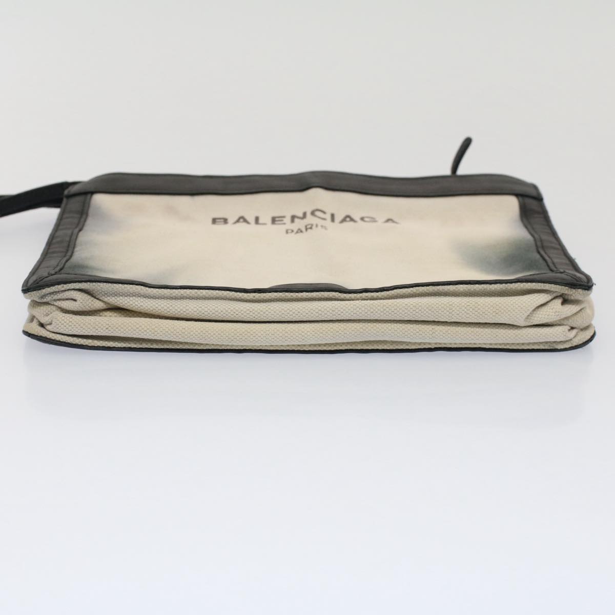 balenciaga Shoulder Bag Canvas White Black Auth bs7585