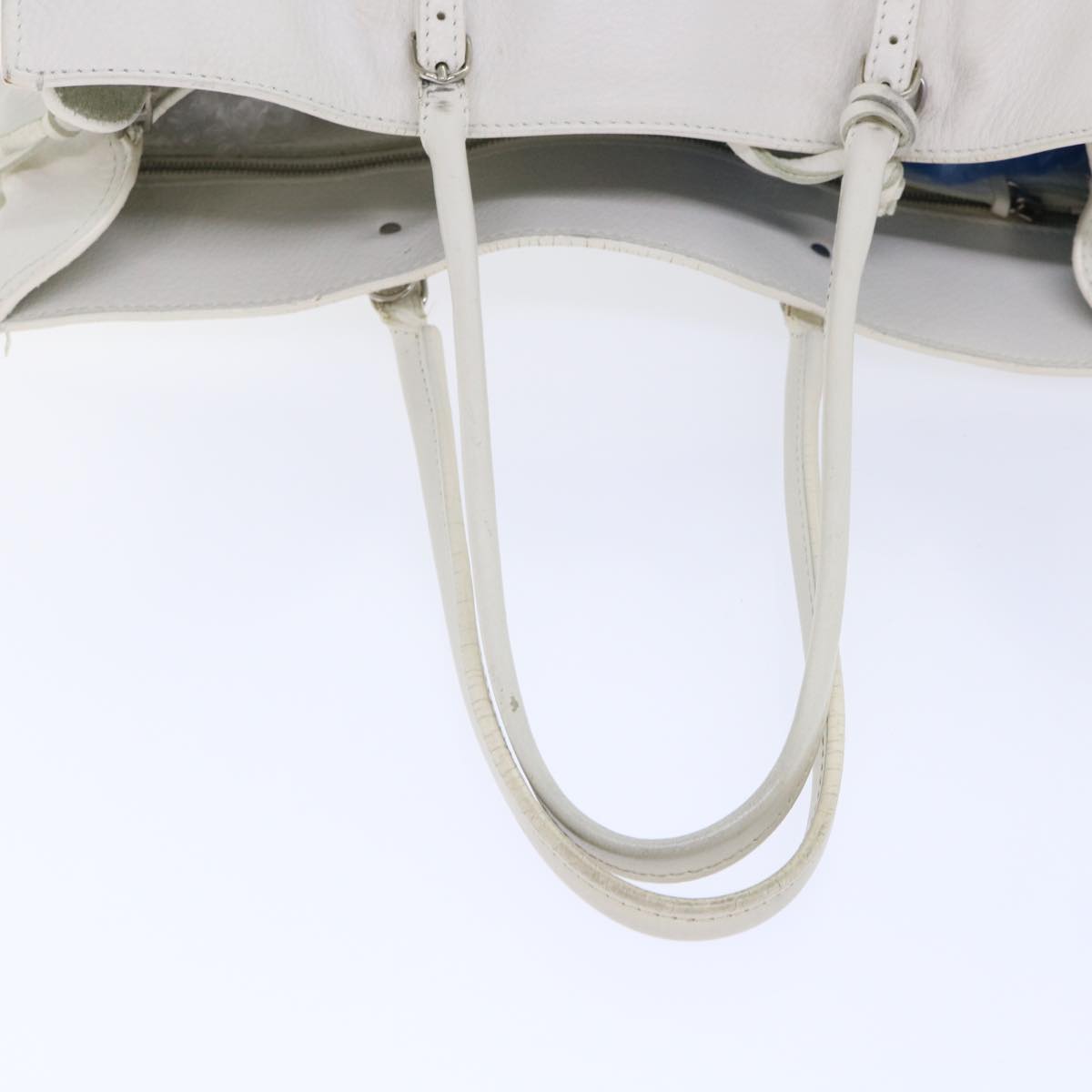 balenciaga Paper Hand Bag Leather White 432596 Auth bs7729