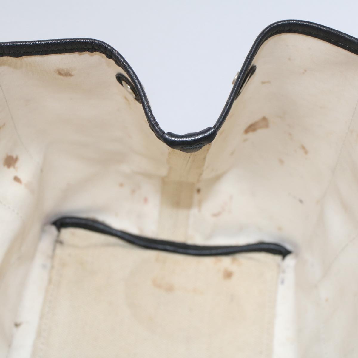 balenciaga Tote Bag Canvas Leather Beige Black Auth bs8120