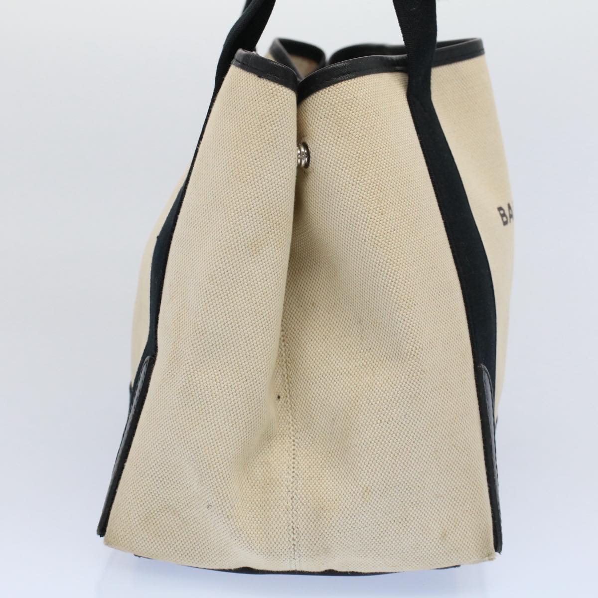balenciaga Tote Bag Canvas Leather Beige Black Auth bs8120