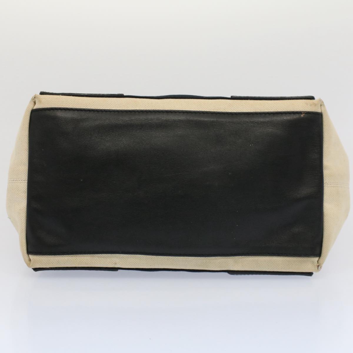 balenciaga Tote Bag Canvas Leather Beige Black Auth bs8120