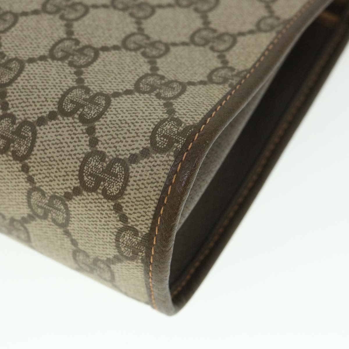 GUCCI Gg Supreme Web Sherry Line Clutch Bag Beige Red 156 01 030 Auth Bs8747