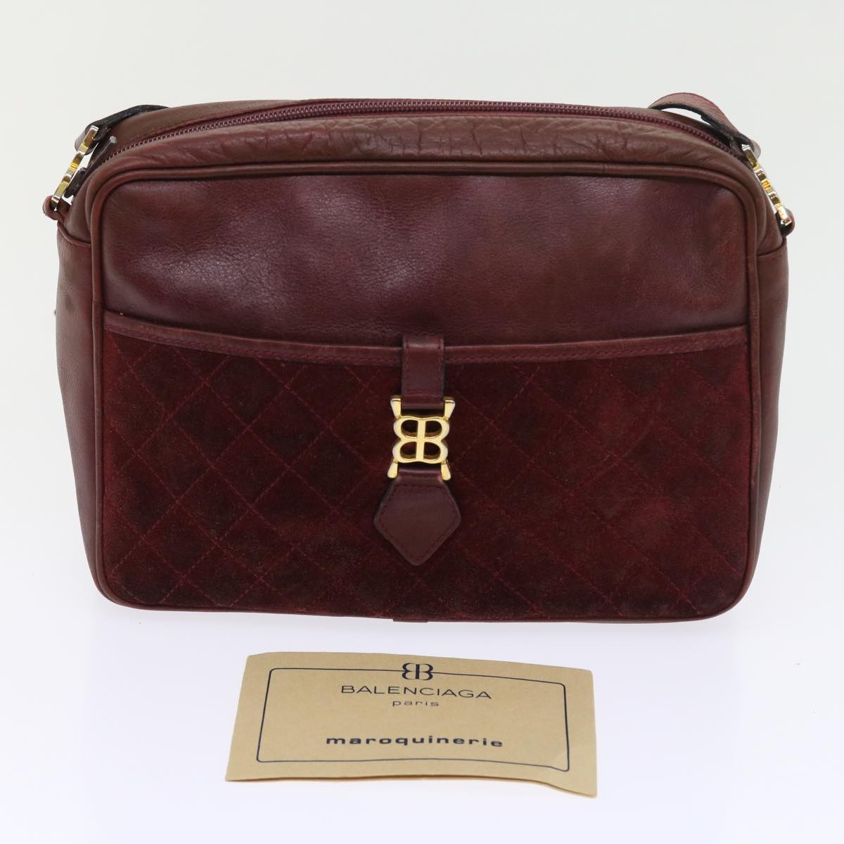 balenciaga Shoulder Bag Suede Leather Red Auth bs9083