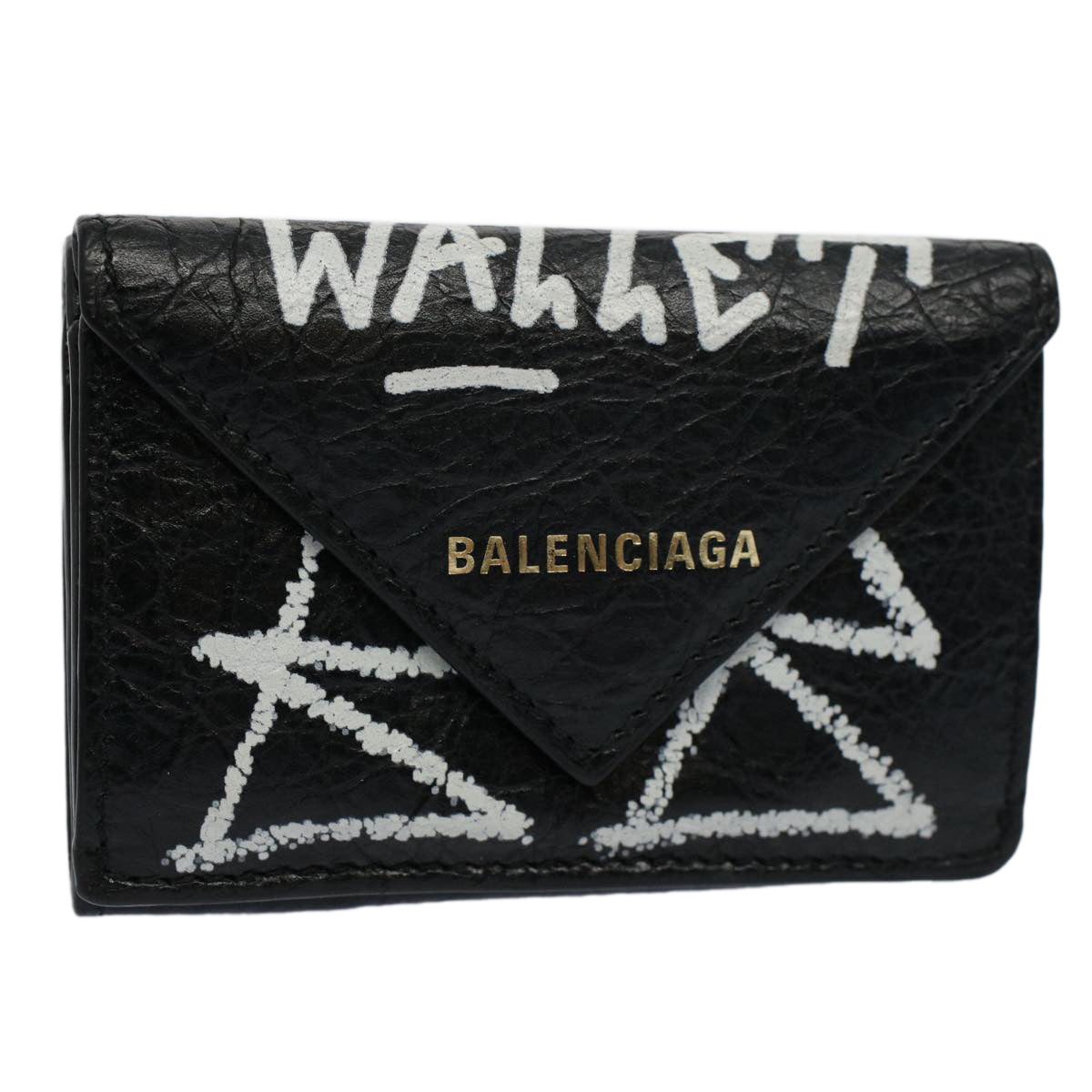 balenciaga Wallet Leather Black 391446 Auth bs9477