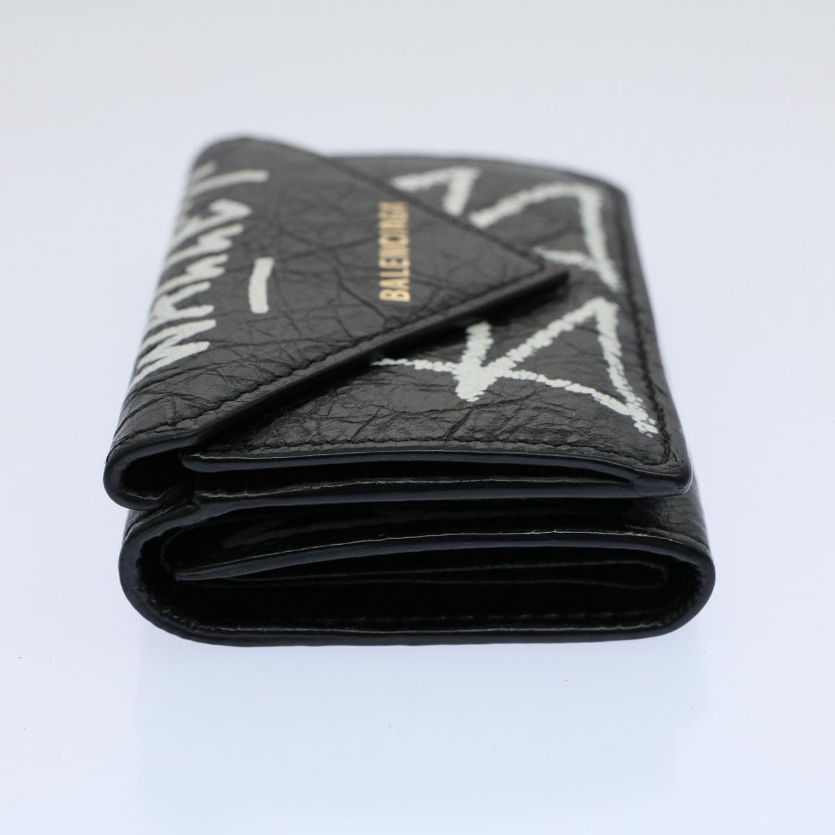 balenciaga Wallet Leather Black 391446 Auth bs9477